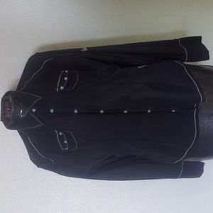 Black Long Sleeve Pearl Snap Blouse